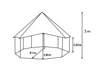 Heksagonalny 120 - Ø 4 m - naturalny, bawełna