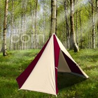 Namiot jednomasztowy Ø 3,50 m czerwono-naturalny