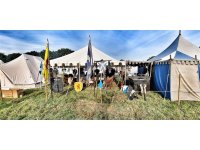 Baldachim 6x6 czerwono-naturalny