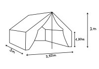 Wall Tent, namiot domowy naturalny 3,00 x 3,50 m
