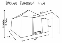 Blowee namiot rycerski 4x4, naturalny z podłogą (zdejmowaną)